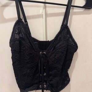 Mono B Black Lace Camisole Top